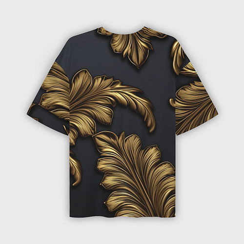 Мужская футболка оверсайз Золотые узоры в виде листьев / 3D-принт – фото 2