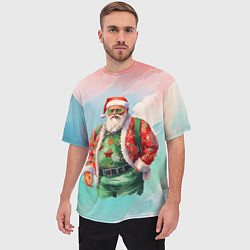 Футболка оверсайз мужская Санта в стильном костюме, цвет: 3D-принт — фото 2