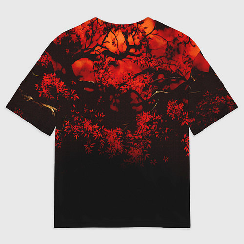 Мужская футболка оверсайз Волк солдат в красном лесу / 3D-принт – фото 2