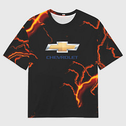 Футболка оверсайз мужская Chevrolet лого шторм, цвет: 3D-принт