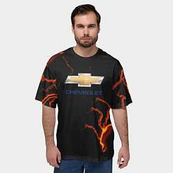 Футболка оверсайз мужская Chevrolet лого шторм, цвет: 3D-принт — фото 2