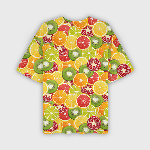 Мужская футболка оверсайз Фон с экзотическими фруктами / 3D-принт – фото 2