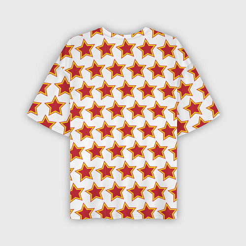 Мужская футболка оверсайз Красные звезды с контуром / 3D-принт – фото 2