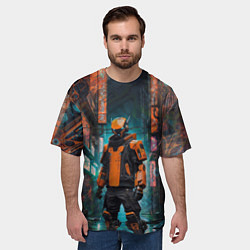 Футболка оверсайз мужская Оранжевый робот, цвет: 3D-принт — фото 2
