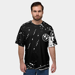 Футболка оверсайз мужская BMW белые краски про спорт, цвет: 3D-принт — фото 2