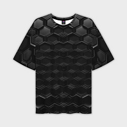 Футболка оверсайз мужская Чёрные текстуры соты, цвет: 3D-принт