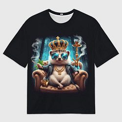 Мужская футболка оверсайз Ёжик в тумане с дымом кальяна