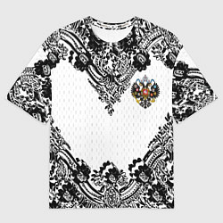 Футболка оверсайз мужская Имперский узор Россия герб патриотизм, цвет: 3D-принт