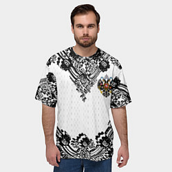 Футболка оверсайз мужская Имперский узор Россия герб патриотизм, цвет: 3D-принт — фото 2