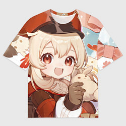 Мужская футболка оверсайз Genshin Impact Кли cute Dodoko
