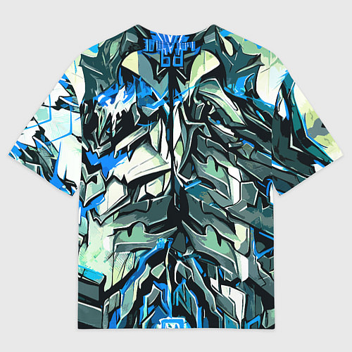 Мужская футболка оверсайз Синий камень на чёрном фоне / 3D-принт – фото 2