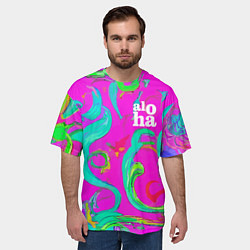 Футболка оверсайз мужская Abstract floral pattern - aloha, цвет: 3D-принт — фото 2