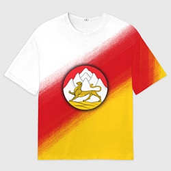 Мужская футболка оверсайз Герб Осетии на фоне