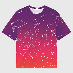 Футболка оверсайз мужская Созвездия в розовом небе, цвет: 3D-принт