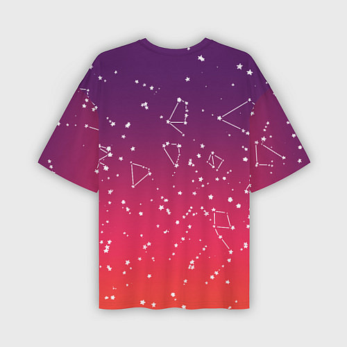 Мужская футболка оверсайз Созвездия в розовом небе / 3D-принт – фото 2