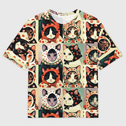 Мужская футболка оверсайз Кот Алёнка - поп арт