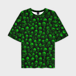 Мужская футболка оверсайз Зеленые черепа