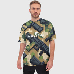 Футболка оверсайз мужская Counter Strike - pixel military pattern, цвет: 3D-принт — фото 2