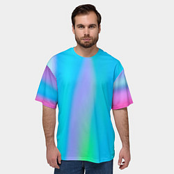 Футболка оверсайз мужская Неоновые голографические линии, цвет: 3D-принт — фото 2