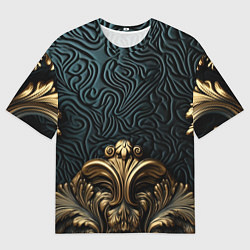 Мужская футболка оверсайз Объемная лепнина на темном фоне