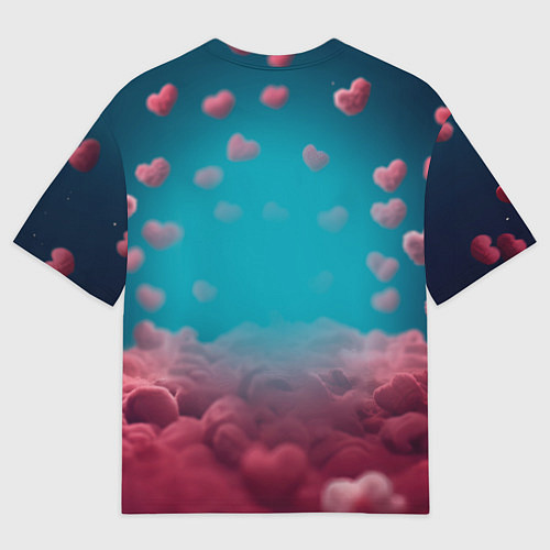 Мужская футболка оверсайз Милый щенок в сердечках / 3D-принт – фото 2