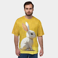 Футболка оверсайз мужская Белоснежный кролик, цвет: 3D-принт — фото 2