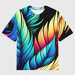 Футболка оверсайз мужская Color feathers - neon, цвет: 3D-принт