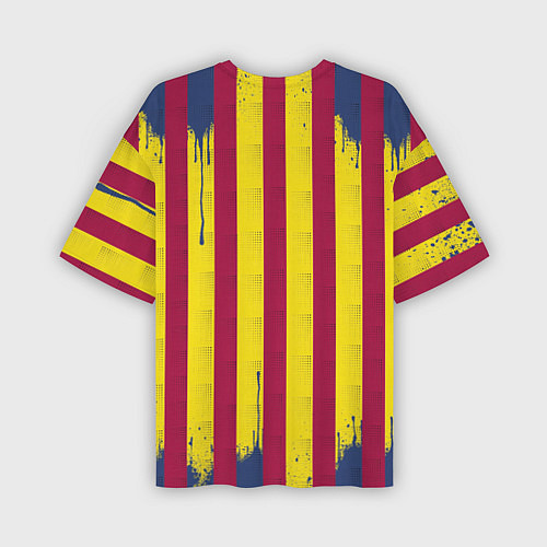 Мужская футболка оверсайз Полосатые цвета футбольного клуба Барселона / 3D-принт – фото 2