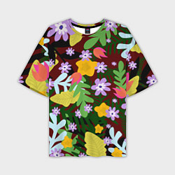 Мужская футболка оверсайз Гавайская цветочная расцветка