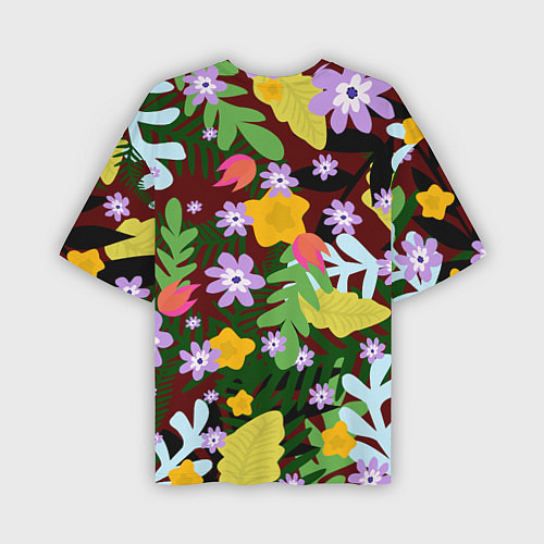 Мужская футболка оверсайз Гавайская цветочная расцветка / 3D-принт – фото 2