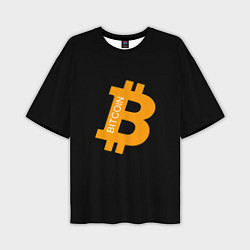Мужская футболка оверсайз Биткоин криптовалюта оранжевое лого