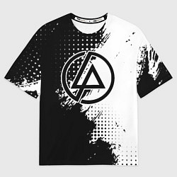 Футболка оверсайз мужская Linkin park - черно-белая абстракция, цвет: 3D-принт
