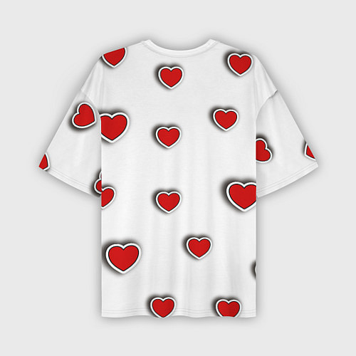 Мужская футболка оверсайз Стикер наклейка медвежонок и сердце объемный рисун / 3D-принт – фото 2