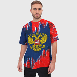 Футболка оверсайз мужская Россия краски герб, цвет: 3D-принт — фото 2