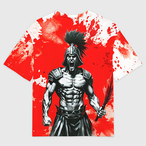 Мужская футболка оверсайз Гладиатор Спартак красно белые / 3D-принт – фото 2