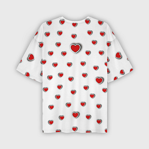 Мужская футболка оверсайз Стикер наклейка мишка и сердце объемный рисунок / 3D-принт – фото 2