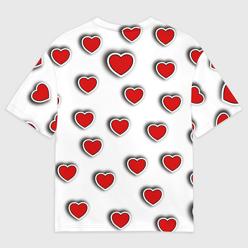 Мужская футболка оверсайз Стикеры наклейки объемные сердечки / 3D-принт – фото 2