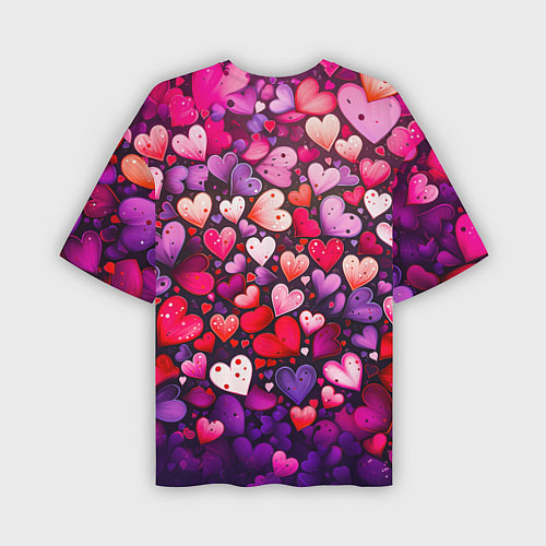 Мужская футболка оверсайз Множество сердец / 3D-принт – фото 2