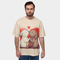 Футболка оверсайз мужская Влюбленные кролики, цвет: 3D-принт — фото 2