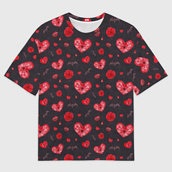 Футболка оверсайз мужская Готичные сердечки, цвет: 3D-принт
