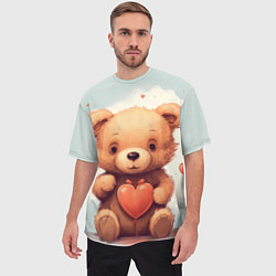 Футболка оверсайз мужская Медвежонок с сердечком 14 февраля, цвет: 3D-принт — фото 2