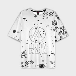 Мужская футболка оверсайз Linkin park текстура зима рок