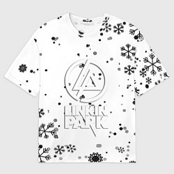 Мужская футболка оверсайз Linkin park текстура зима рок