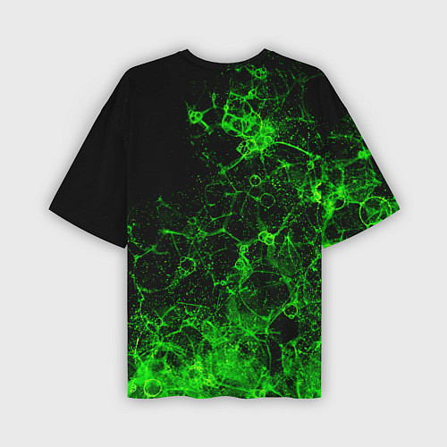 Мужская футболка оверсайз Неоновый зеленый дым / 3D-принт – фото 2