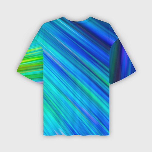 Мужская футболка оверсайз Неоновые синие лучи / 3D-принт – фото 2