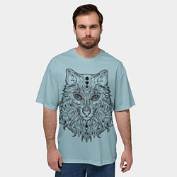 Футболка оверсайз мужская Волчица серо-голубой, цвет: 3D-принт — фото 2