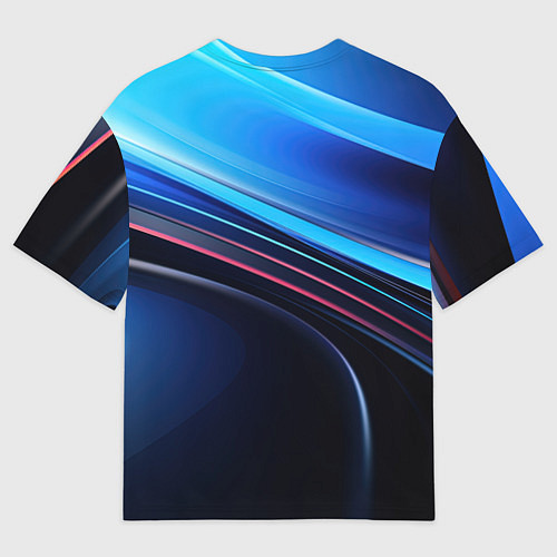 Мужская футболка оверсайз Синяя и черная абстракция геометрическая / 3D-принт – фото 2