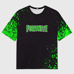 Футболка оверсайз мужская Fortnite зеленый краски лого, цвет: 3D-принт
