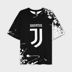 Футболка оверсайз мужская Juventus краски белые, цвет: 3D-принт
