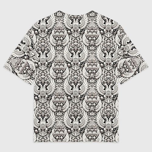 Мужская футболка оверсайз Греб России черный и белый паттерн / 3D-принт – фото 2
